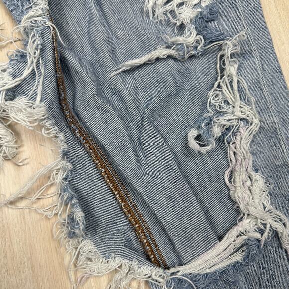 American Eagle Distressed Destroyed Blowout Mom Jean High Rise Denim Jeans 4 - Picture 6 of 16